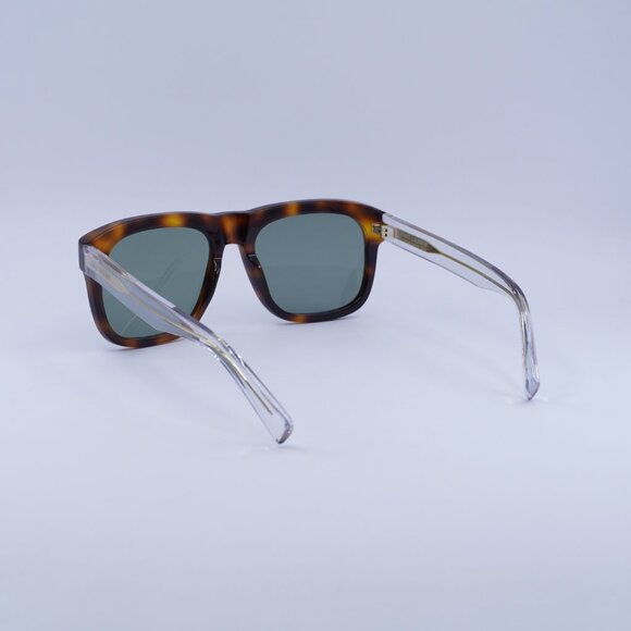 Saint Laurent SL558 002 Sunglasses Havana/Transparent Square Frame, Green Lenses - Picture 7 of 12